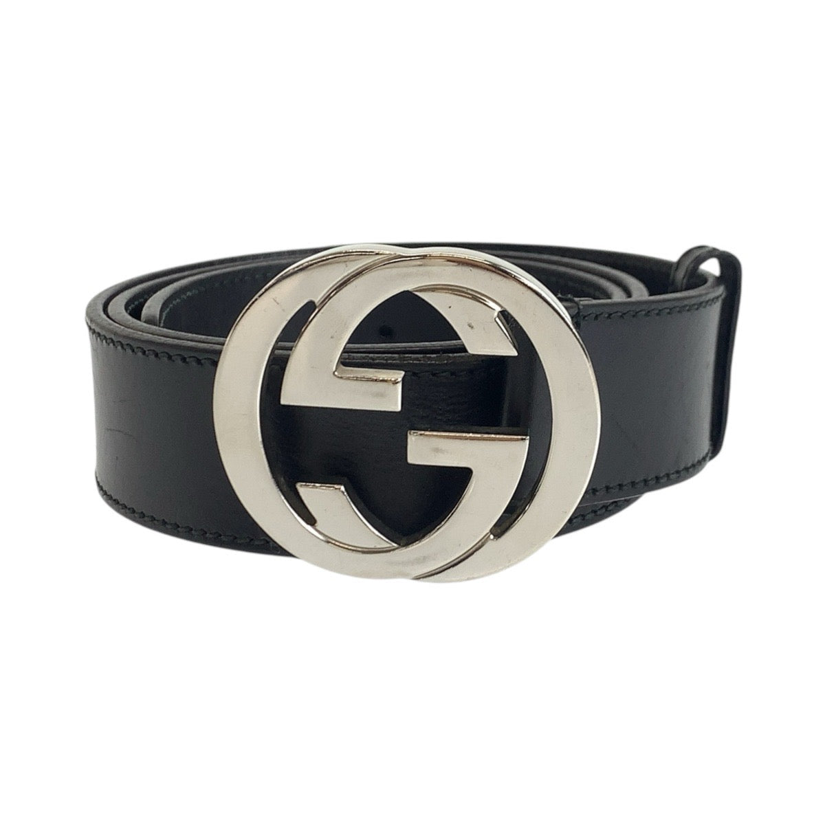 GUCCI – Black Unisex Leather Interlocking Belt – Italy – 100% Authentic ✨Previously Owned Very Good Condition ~29% Off MSRP