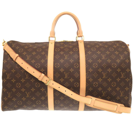 LOUIS VUITTON – Boston Duffel Bag – Keepall Bandoulière 55 –Brown | Monogram Canvas with Vachetta Leather trim