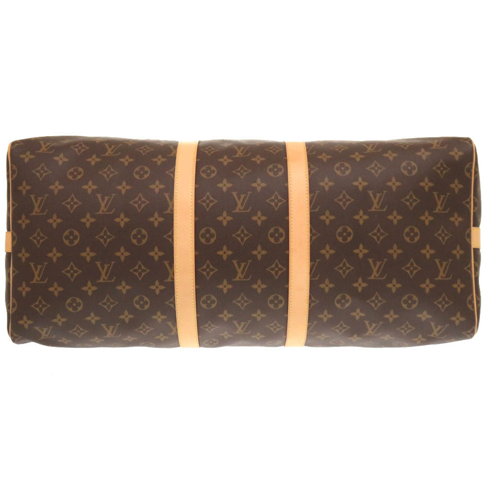 LOUIS VUITTON – Boston Duffel Bag – Keepall Bandoulière 55 –Brown | Monogram Canvas with Vachetta Leather trim