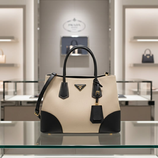 PRADA – 2WAY Canapa Tote Bag – Canvas – Beige – 100% Authentic Previously Owned Very Good Condition ~24% Off MSRP