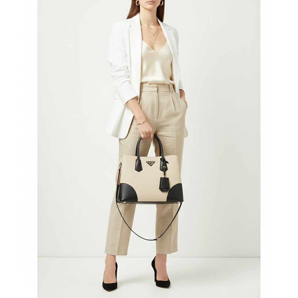 PRADA – 2WAY Canapa Tote Bag – Canvas – Beige – 100% Authentic Previously Owned Very Good Condition ~24% Off MSRP