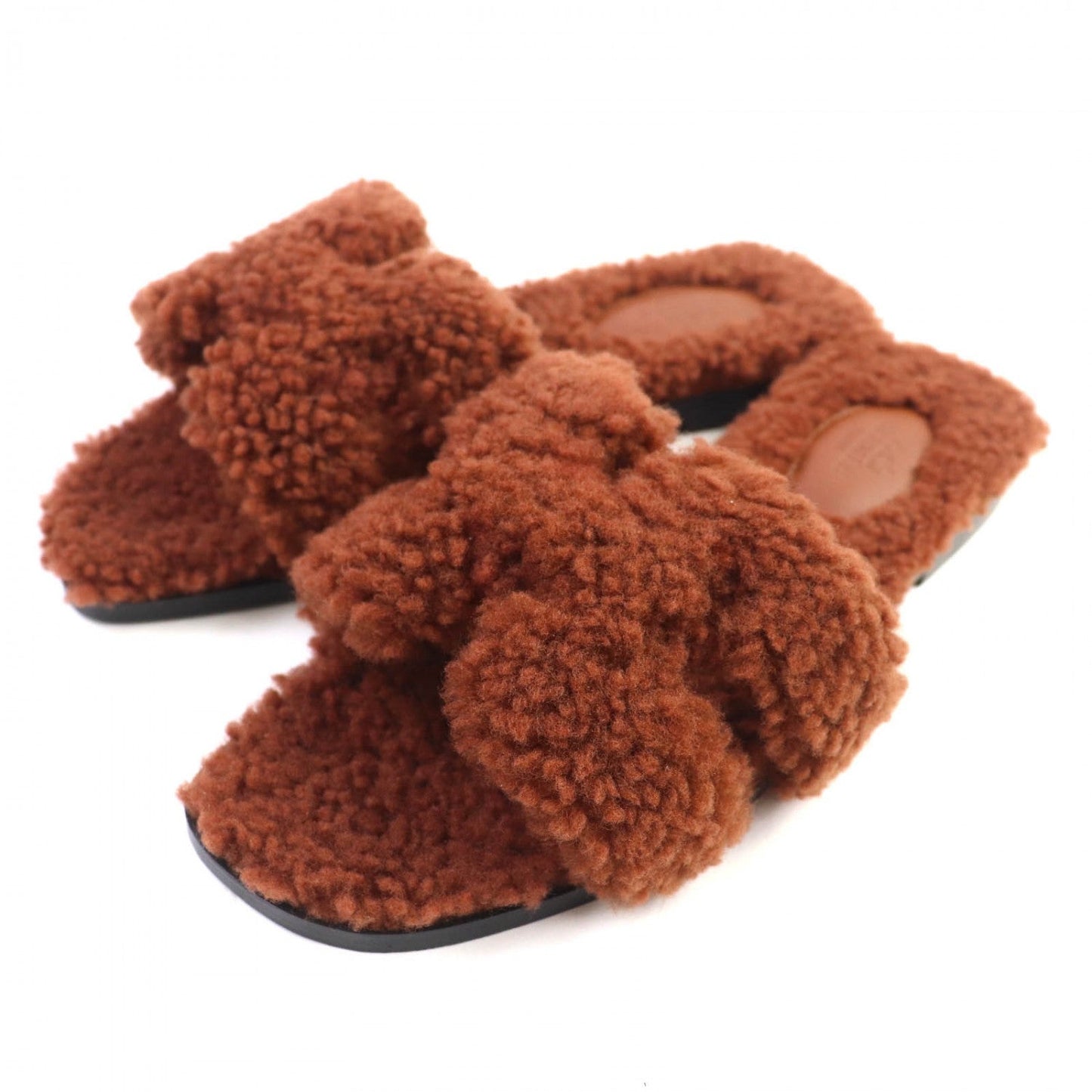 HERMES – Oran Sandals – Brown Mouton – Size 37 –