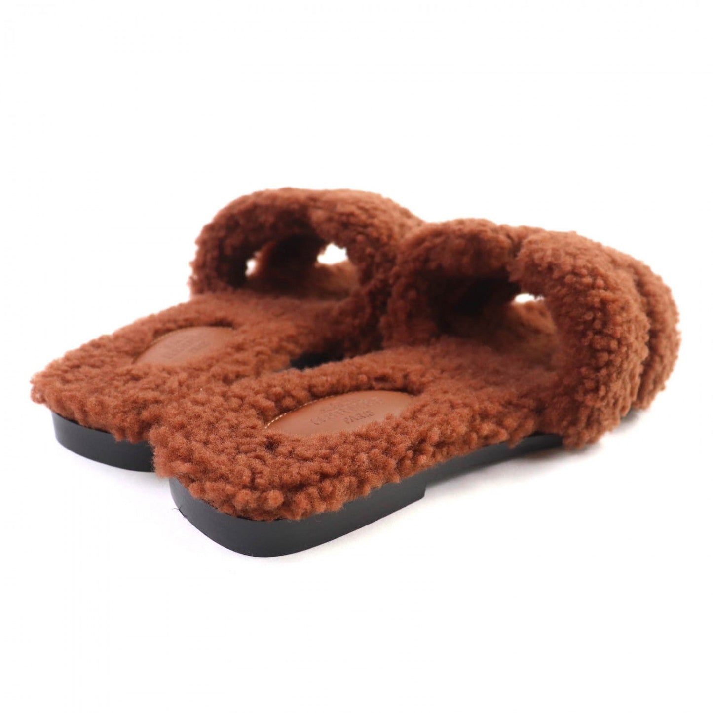 HERMES – Oran Sandals – Brown Mouton – Size 37 –