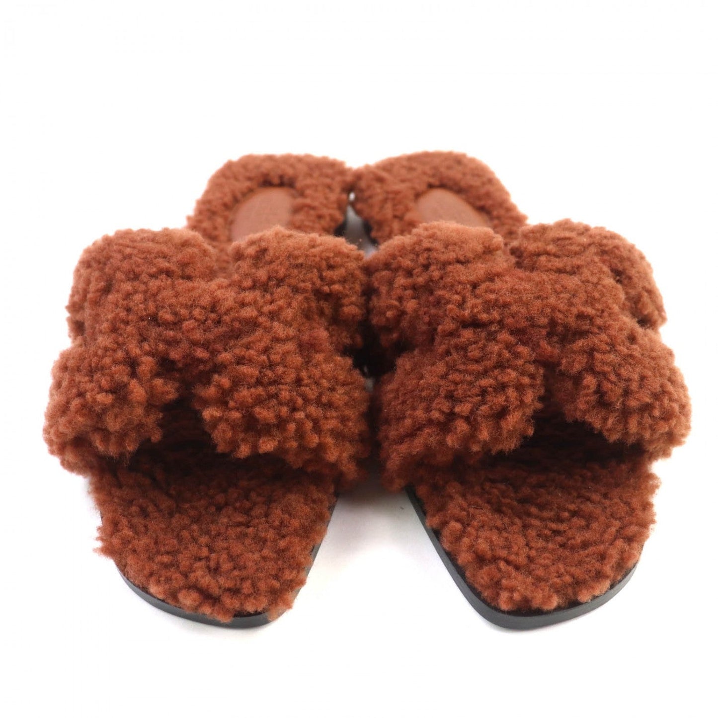 HERMES – Oran Sandals – Brown Mouton – Size 37 –