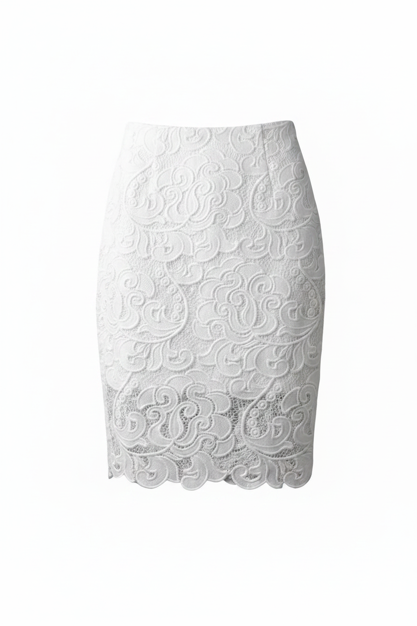 Lace Pencil Skirt – Floral Textured Slim Fit