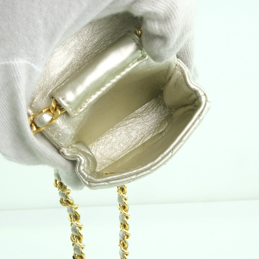 Chanel Chain Pochette Micro Line Calfskin Silver       100% Authentic ✨Very Good Pre-Owned Condition ~25% off MSRP