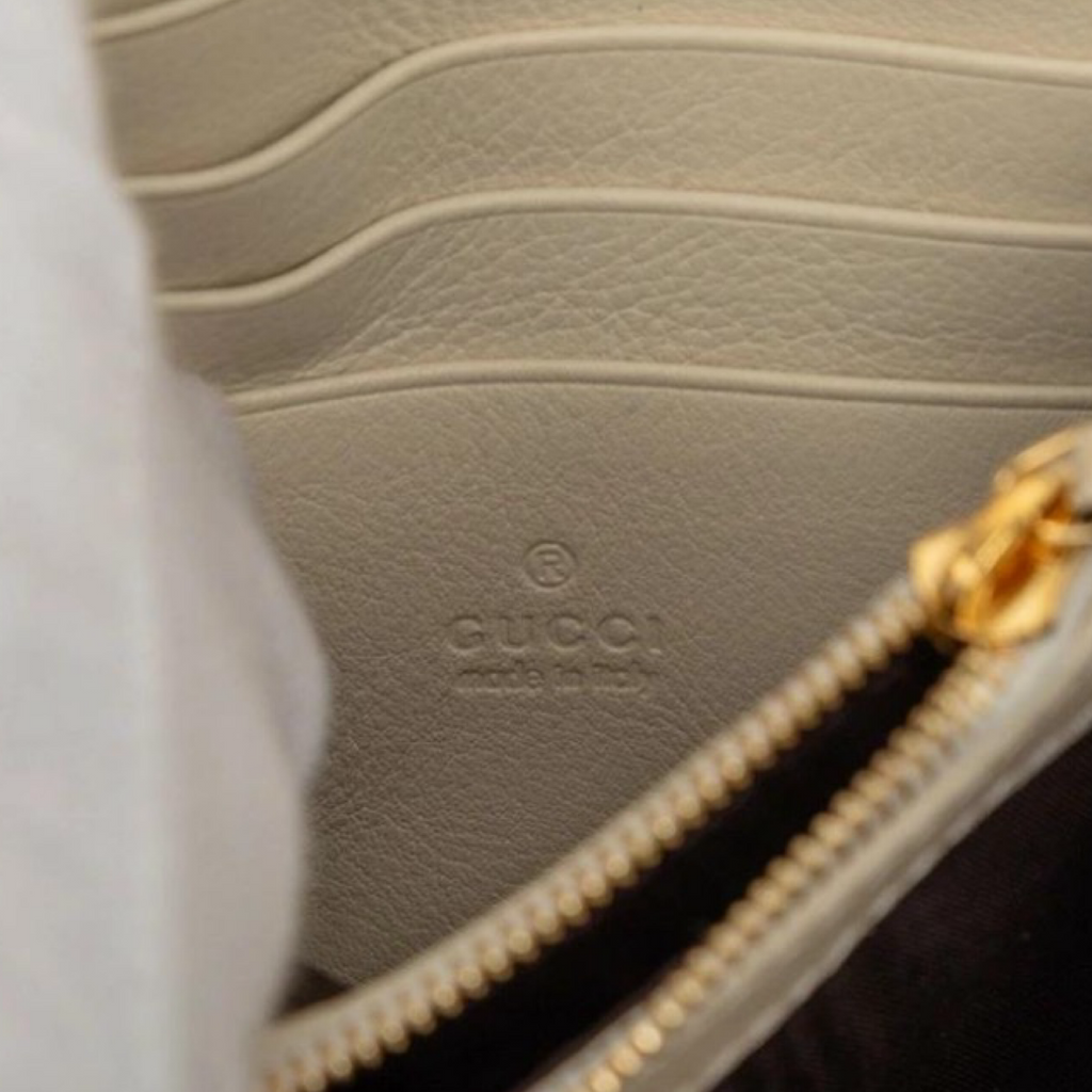 Gucci Interlocking G Blondie ivory chain shoulder wallet Authentic Previously Owned