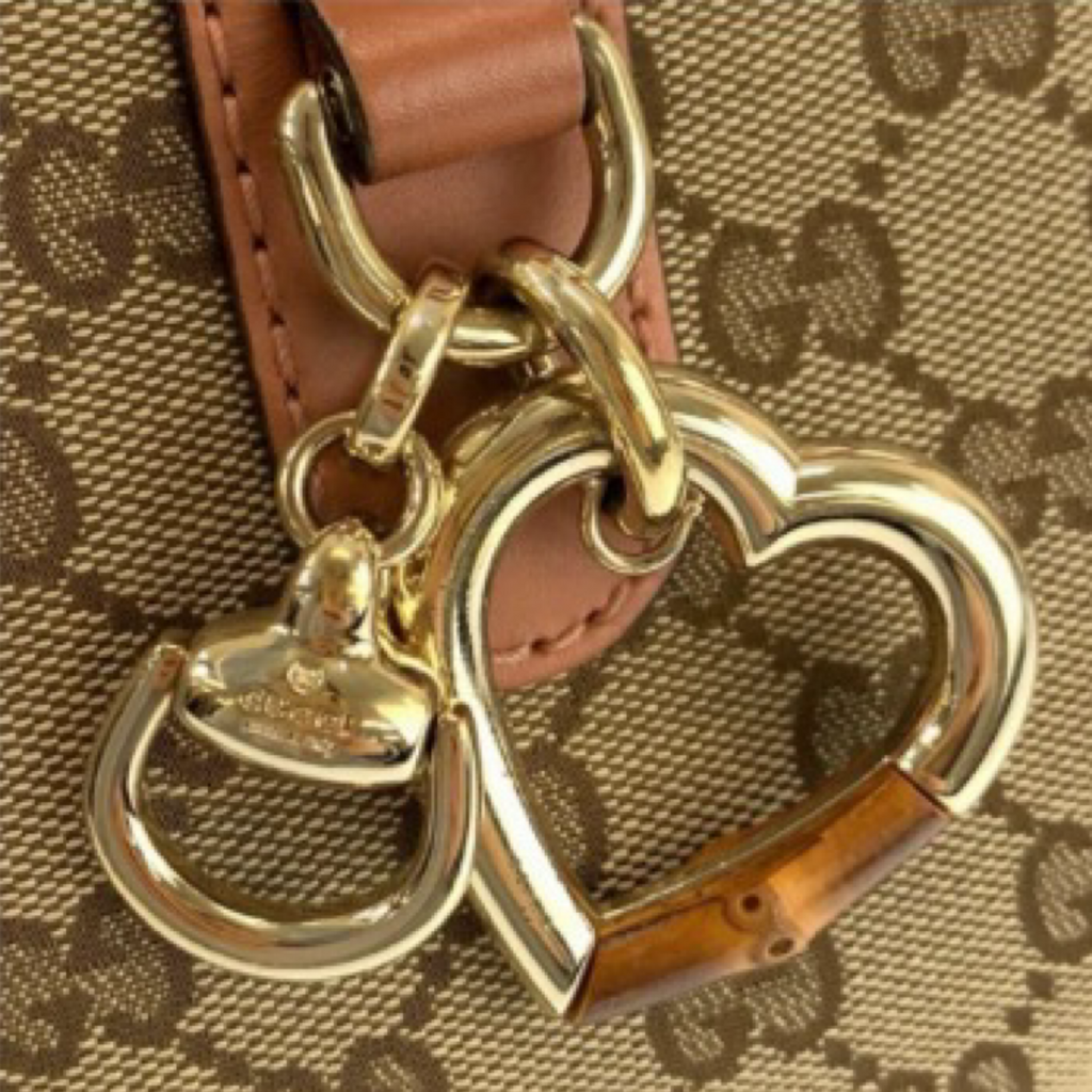 Gucci GG Heart Bit Canvas Leather Shoulder Bag