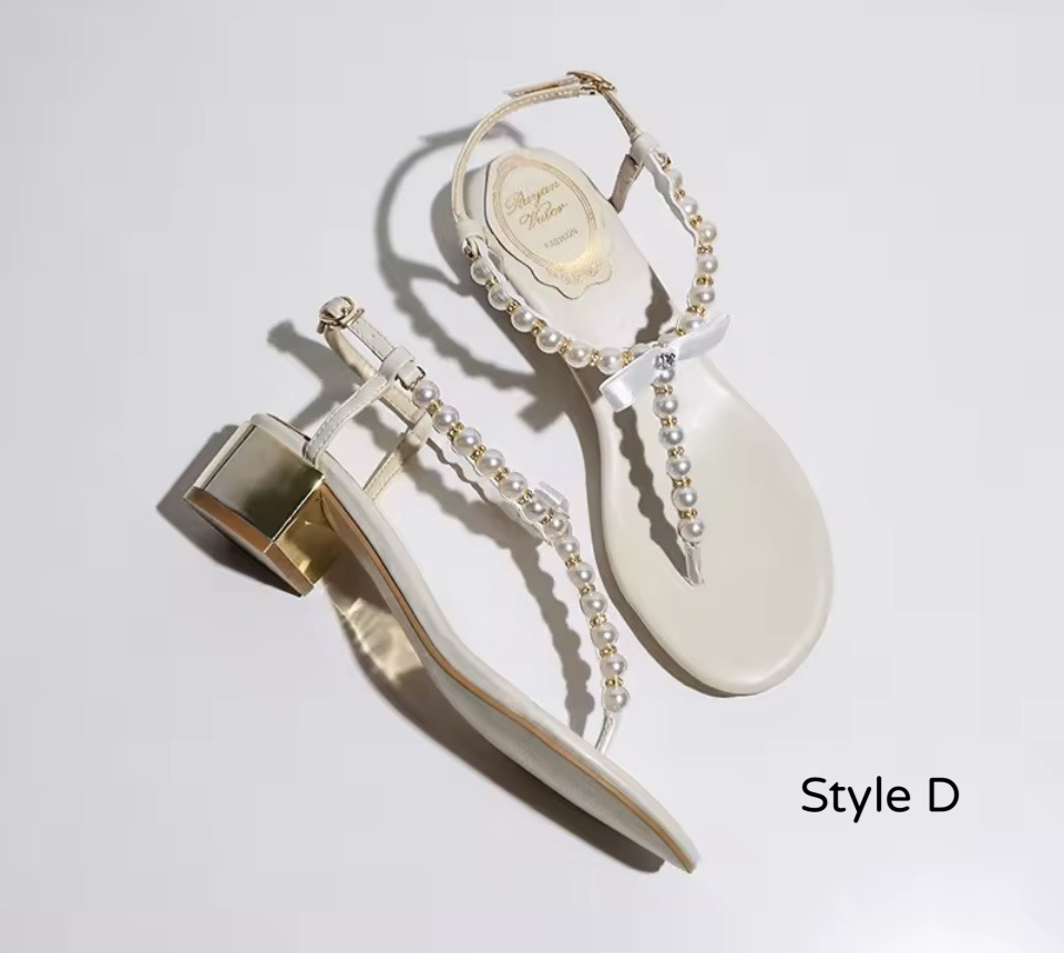 Gold Heeled Pearl Embellished Sandals