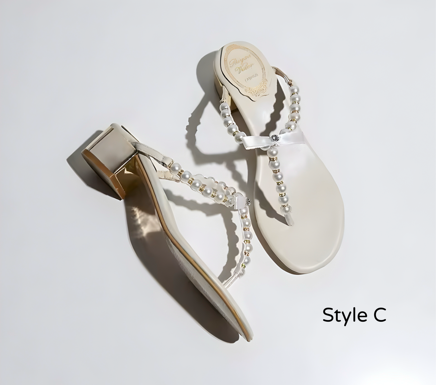 Gold Heeled Pearl Embellished Sandals | L’LUXE Footwear