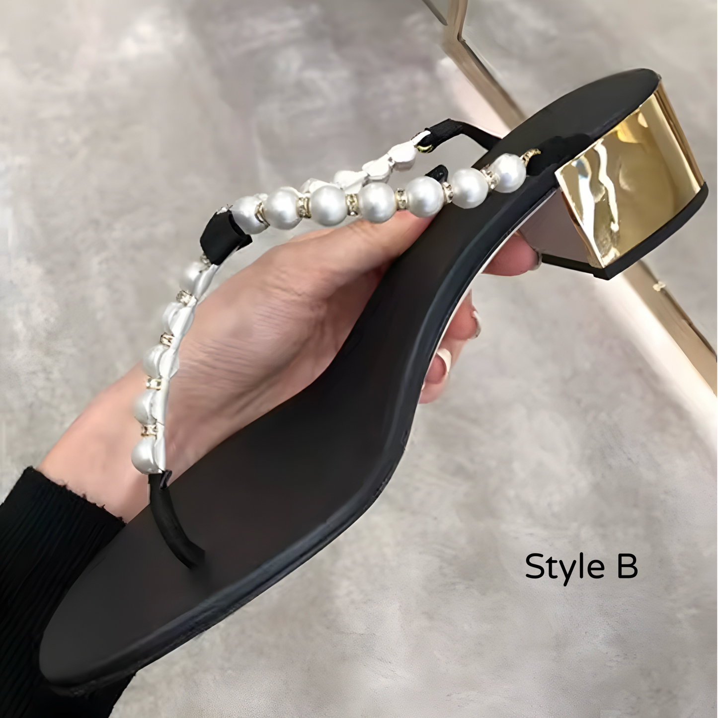 Gold Heeled Pearl Embellished Sandals | L’LUXE Footwear