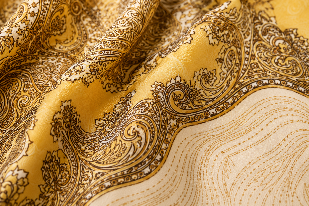Golden Paisley Print Relaxed Shirt & Matching Wide-Leg Trouser Co-Ord Outfit