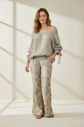 Floral Off-Shoulder Two-Piece Pants Set