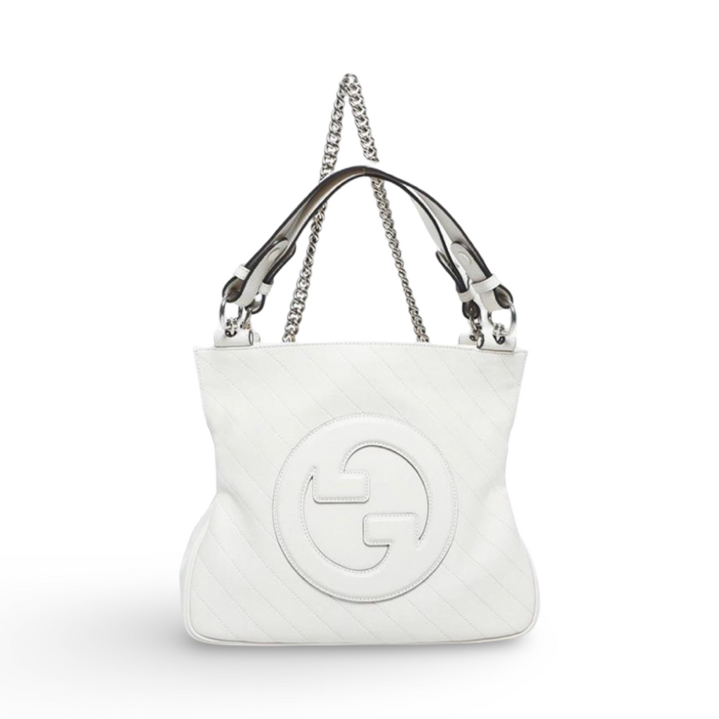 Gucci White Leather Chain Blondie Small Tote Bag Authentic Previously Owned
