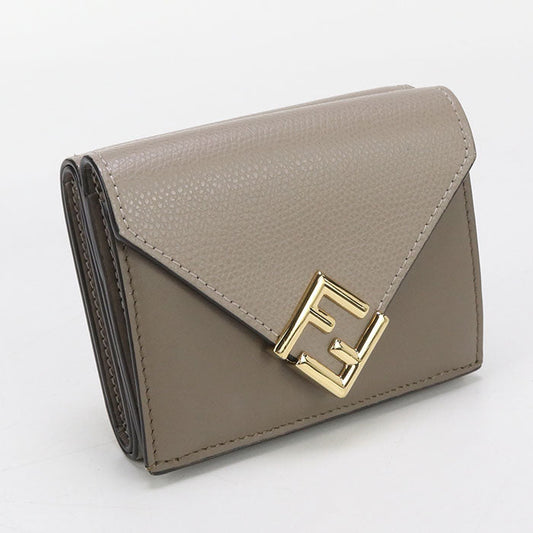 FENDI – FF Diamond Three-Fold Wallet – Gray Leather – 100% Authentic ✨Excellent Pre-Owned Condition ~22% Off MSRP