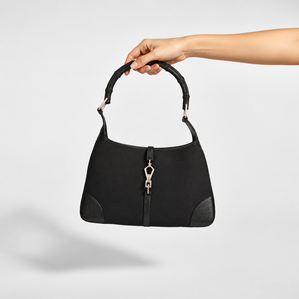 Gucci Bamboo Jackie Black Canvas Leather | Authentic Previously Owned