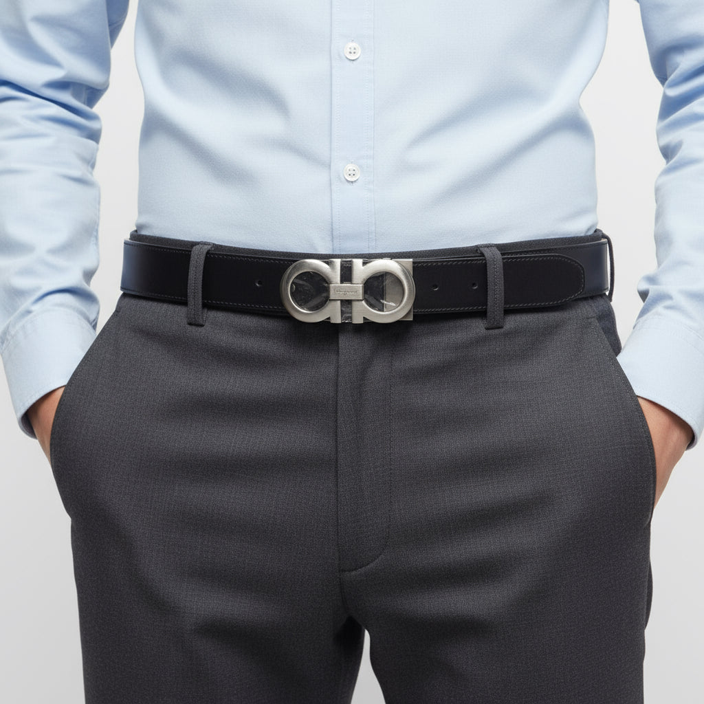 Salvatore Ferragamo – Reversible Belt men’s Size: 90 Black & Dark Brown Leather 100% Authentic ✨Pre-Owned Unused Condition ~16% off MSRP