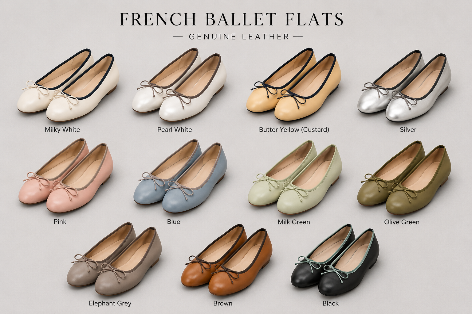 French-Inspired Genuine Leather Ballet Flats – Soft Round Toe Slip-On Shoes