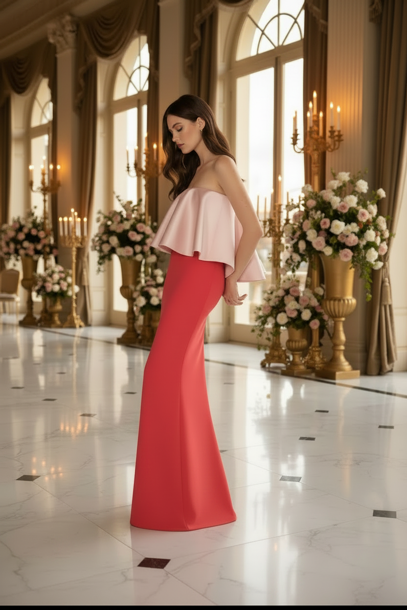 Candy Pink Strapless Trumpet Mermaid Formal Evening Dress