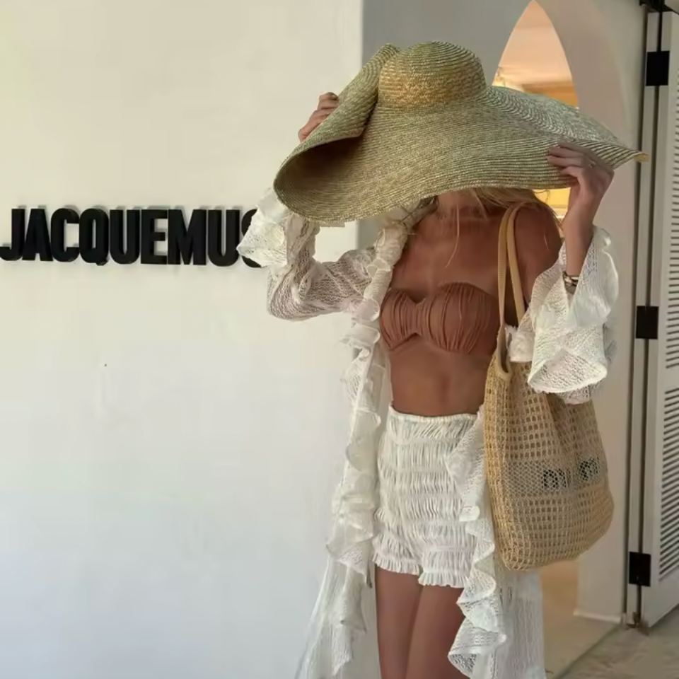 White Ruffle Knit Maxi Cover-Up | L’LUXE Resort • Wear