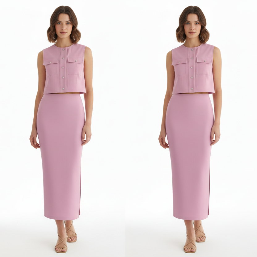 Sleeveless Two-Piece Midi Skirt Set