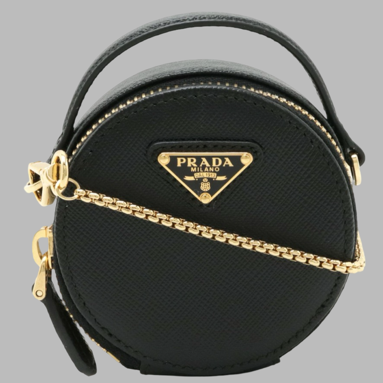 Prada Saffiano Mini Pouch with Chain Shoulder Strap Authentic Previously Owned