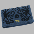 Prada Denim Clutch Blue Floral Embroidery Authentic Previously Owned