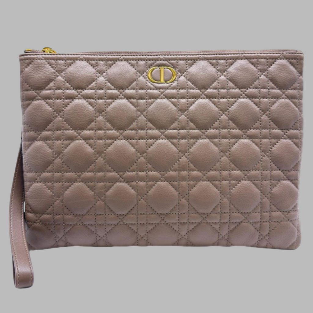 Dior Large Leather Caro Daily Pouch Authentic Previously Owned