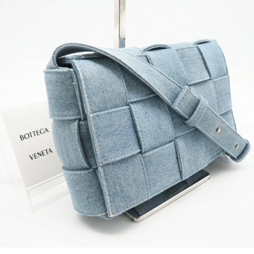 Bottega Veneta Maxi Intrecciato Denim Shoulder Bag Authentic Previously Owned