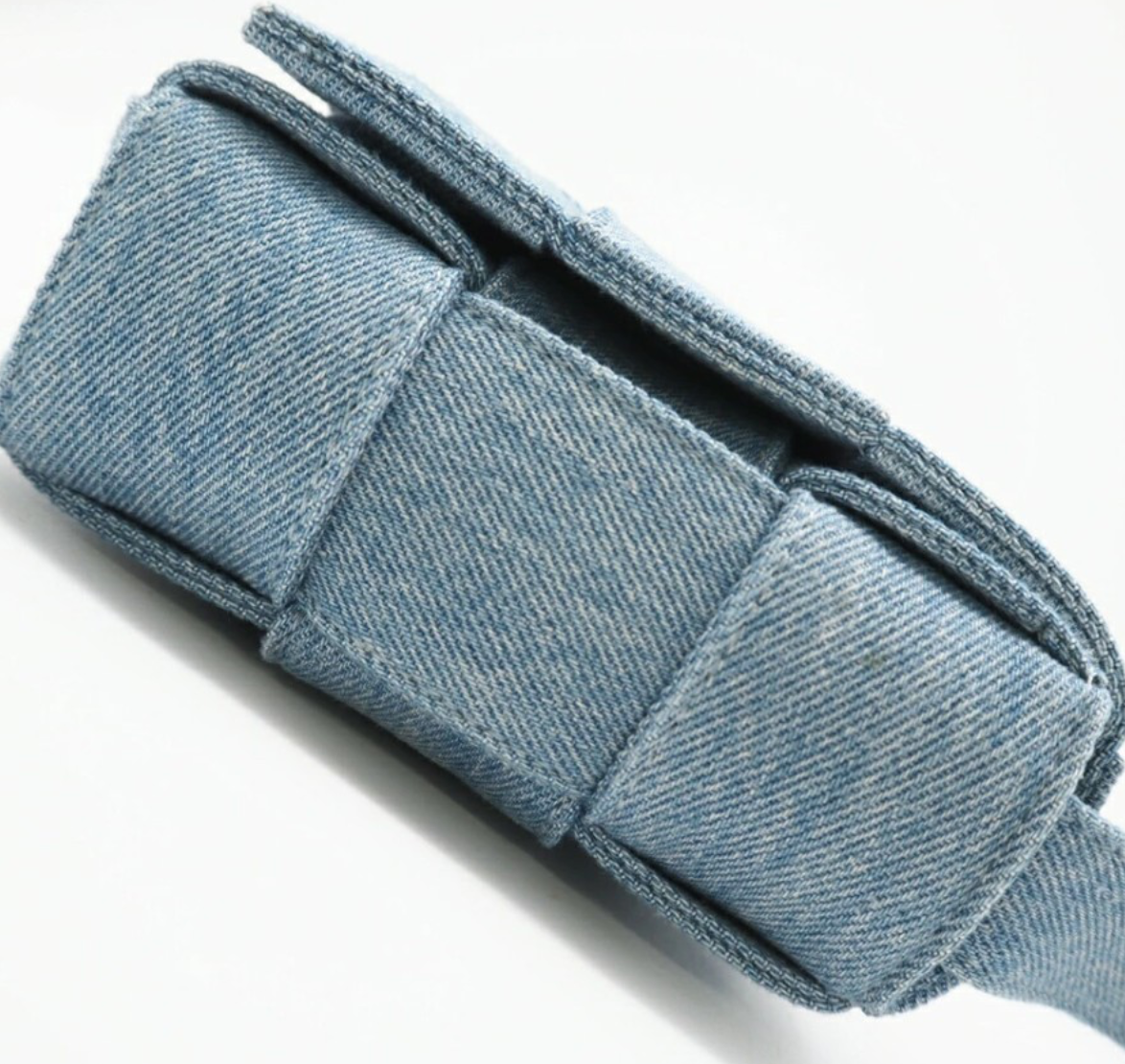 Bottega Veneta Maxi Intrecciato Denim Shoulder Bag Authentic Previously Owned