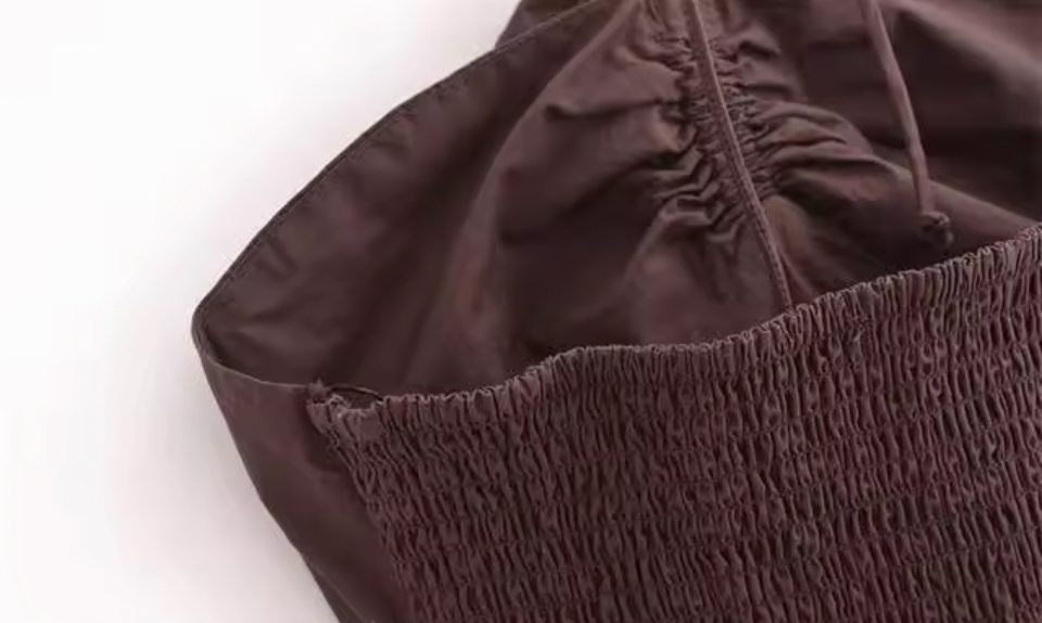 Brown Halter Rosette Smocked Maxi Dress