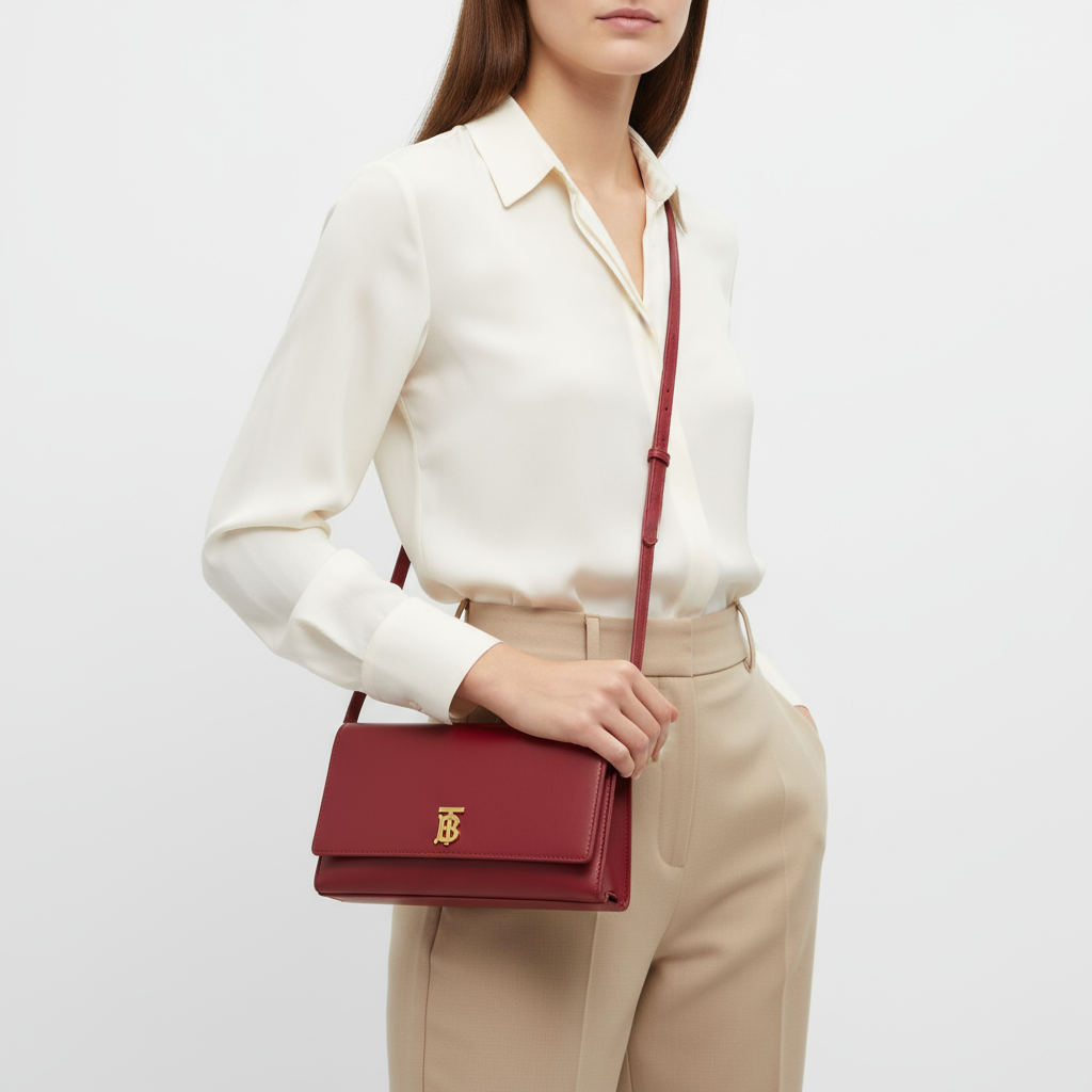 BURBERRY – Long Shoulder Wallet – Red Leather – 100% Authentic ✨Previously Owned Very Good Condition ~32% Off MSRP