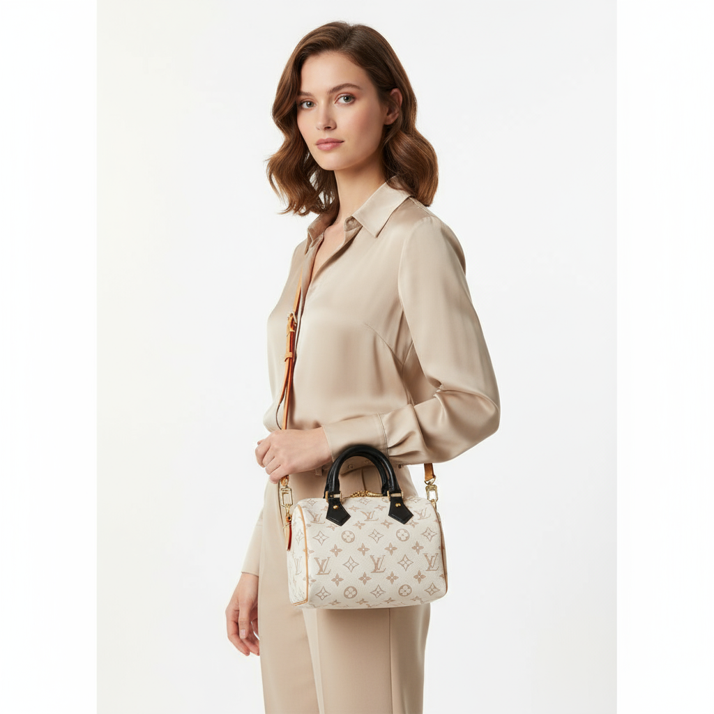 LOUIS VUITTON – Speedy Bandoulière 20 – Monogram Dune Canvas Unused / Excellent ✨Previously Owned Condition ~27%off MSRP