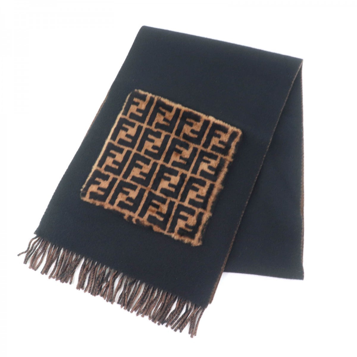 FENDI  Wool-Cashmere Scarf Black / Brown – 100% Authentic Excellent ✨Previously Owned Condition ~25% Off MSRP