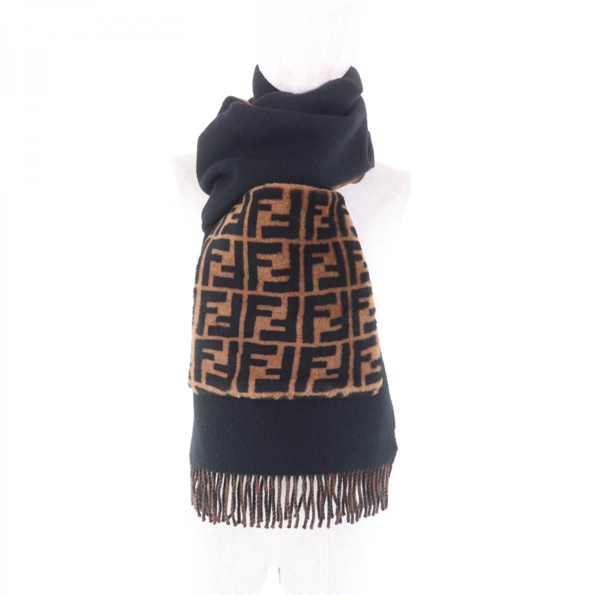 FENDI  Wool-Cashmere Scarf Black / Brown – 100% Authentic Excellent ✨Previously Owned Condition ~25% Off MSRP