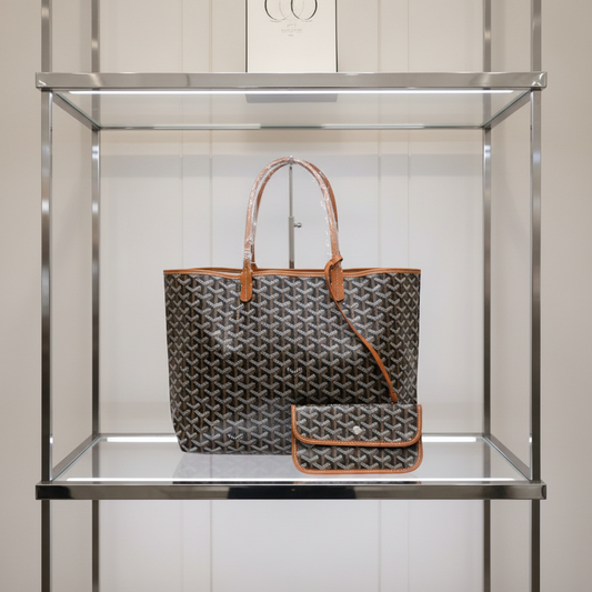 GOYARD – Saint Louis PM Tote – Black Goyardine Canvas –