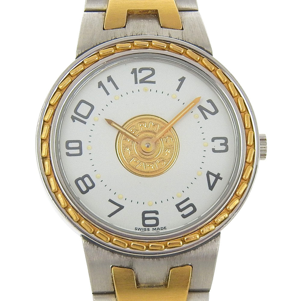 HERMÈS – Stainless Steel & Gold-Plated Quartz Watch – White Dial – Women’s Serie Model – 100% Authentic ✨Previously Owned Very Good Condition ~31% Off MSRP