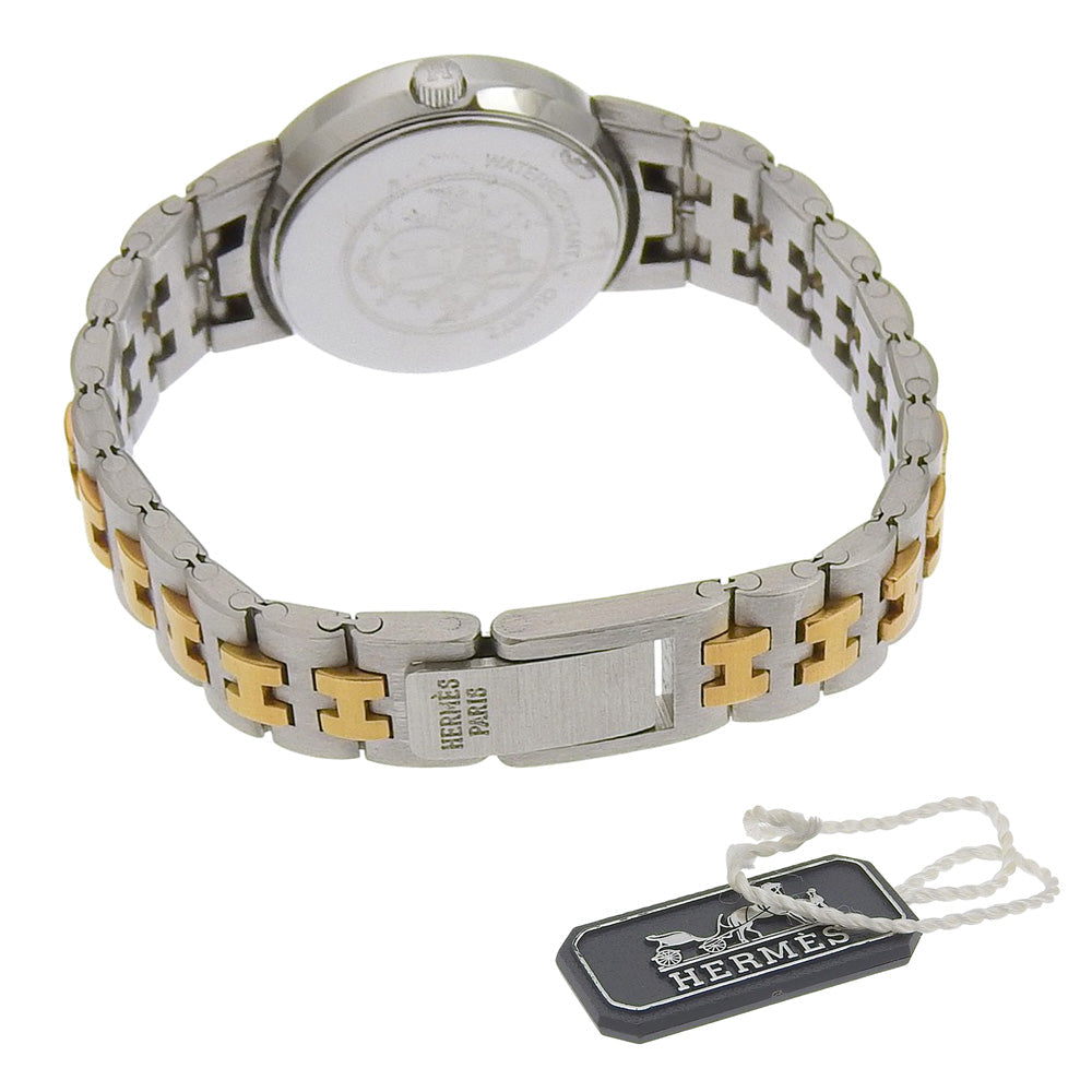 HERMÈS – Stainless Steel & Gold-Plated Quartz Watch – White Dial – Women’s Serie Model – 100% Authentic ✨Previously Owned Very Good Condition ~31% Off MSRP