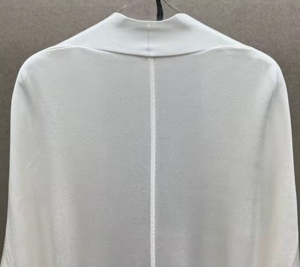 White Long Knit Open-Front Cardigan – Size M  – Lightweight Viscose Blend