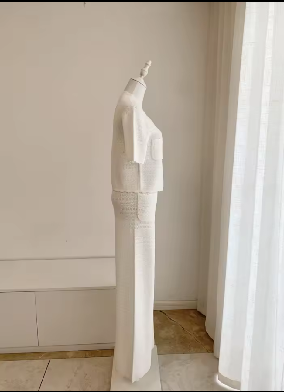 Knit Top & Wide Leg Pants Two-Piece Set