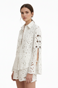 White Eyelet Lace Shirt & Shorts Set