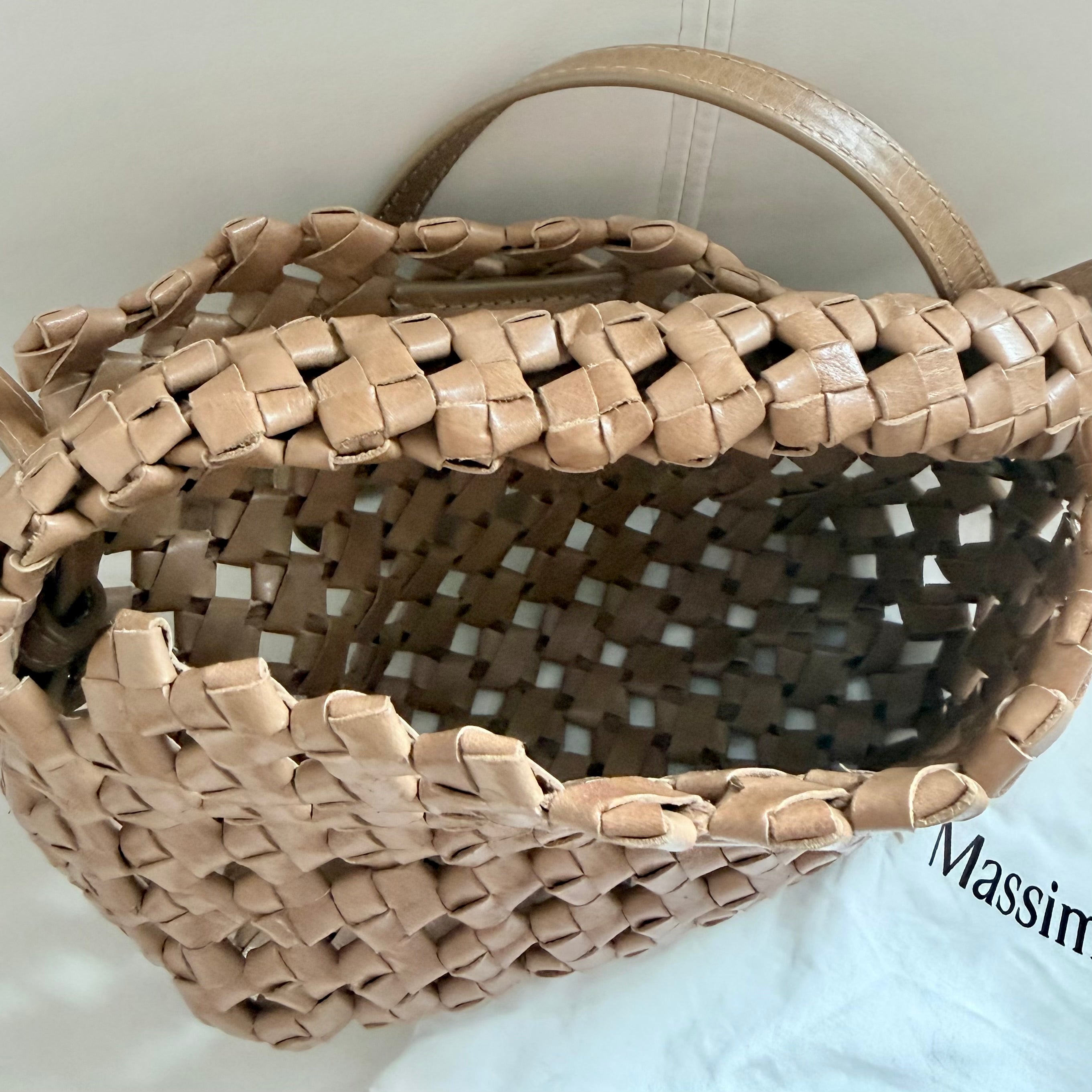 Massimo Dutti Nappa Leather Braided Mini Bag – Sand