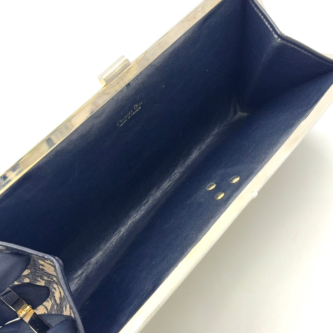 Christian Dior Trotter Clutch Bag Navy Black Canvas & Leather – Good Condition | L’LUXE Vintage