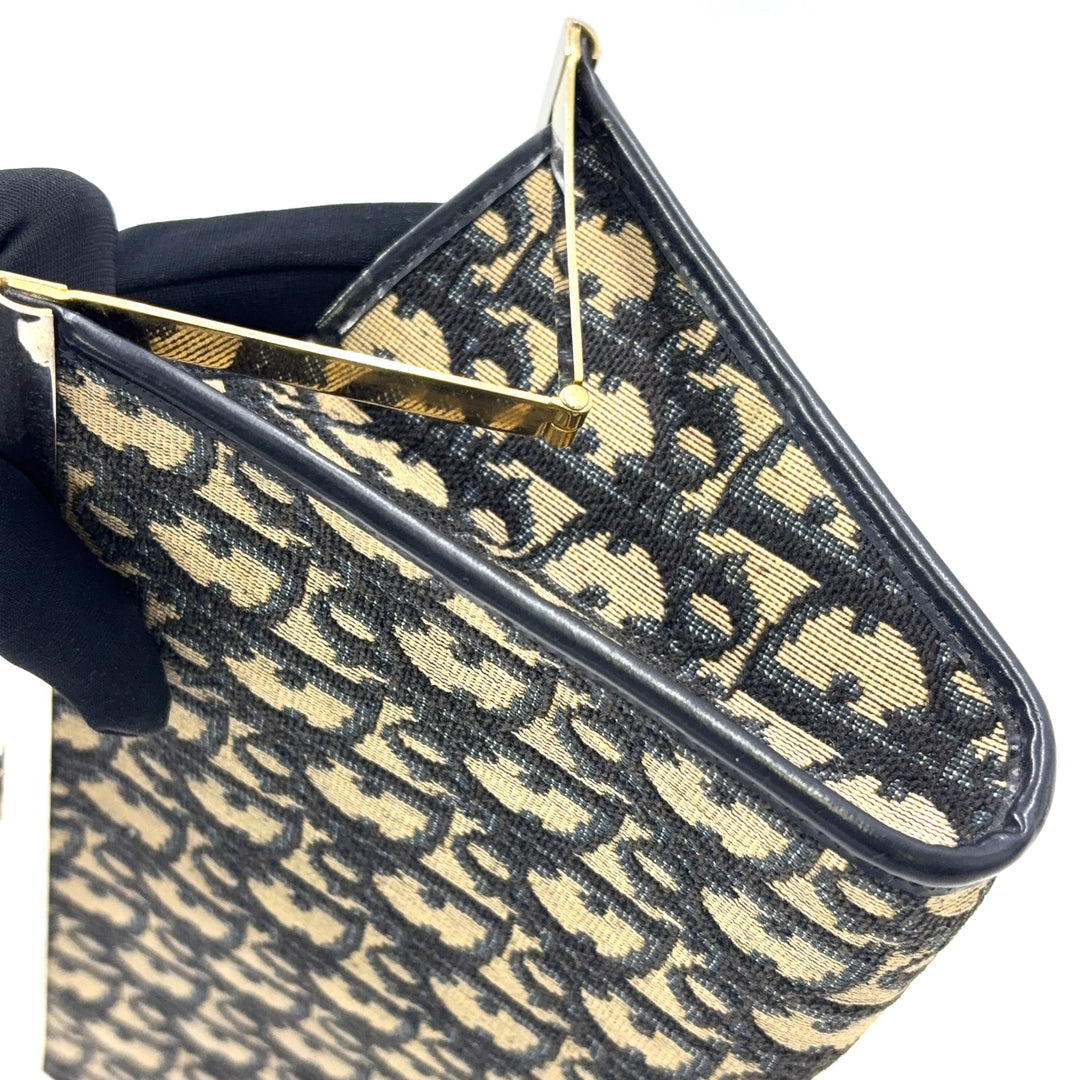 Christian Dior Trotter Clutch Bag Navy Black Canvas & Leather – Good Condition | L’LUXE Vintage