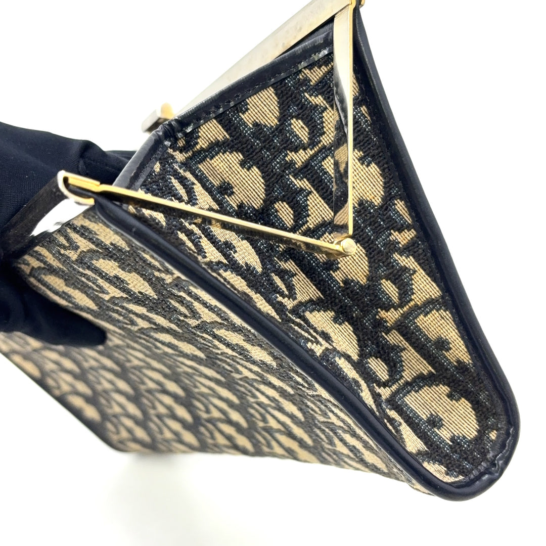 Christian Dior Trotter Clutch Bag Navy Black Canvas & Leather – Good Condition | L’LUXE Vintage