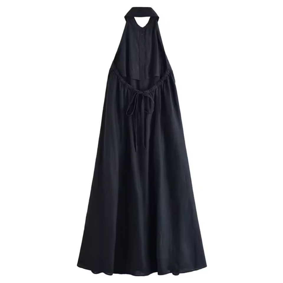 Black Minimalist Maxi Sleeveless Dress