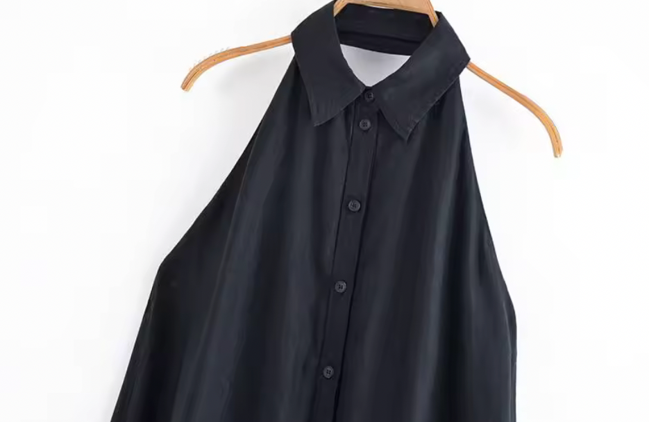 Black Minimalist Maxi Sleeveless Dress