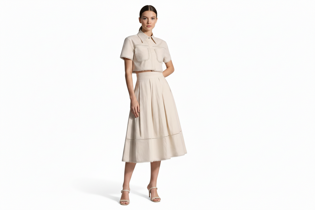 A-Lined Skirt & Lapel Top