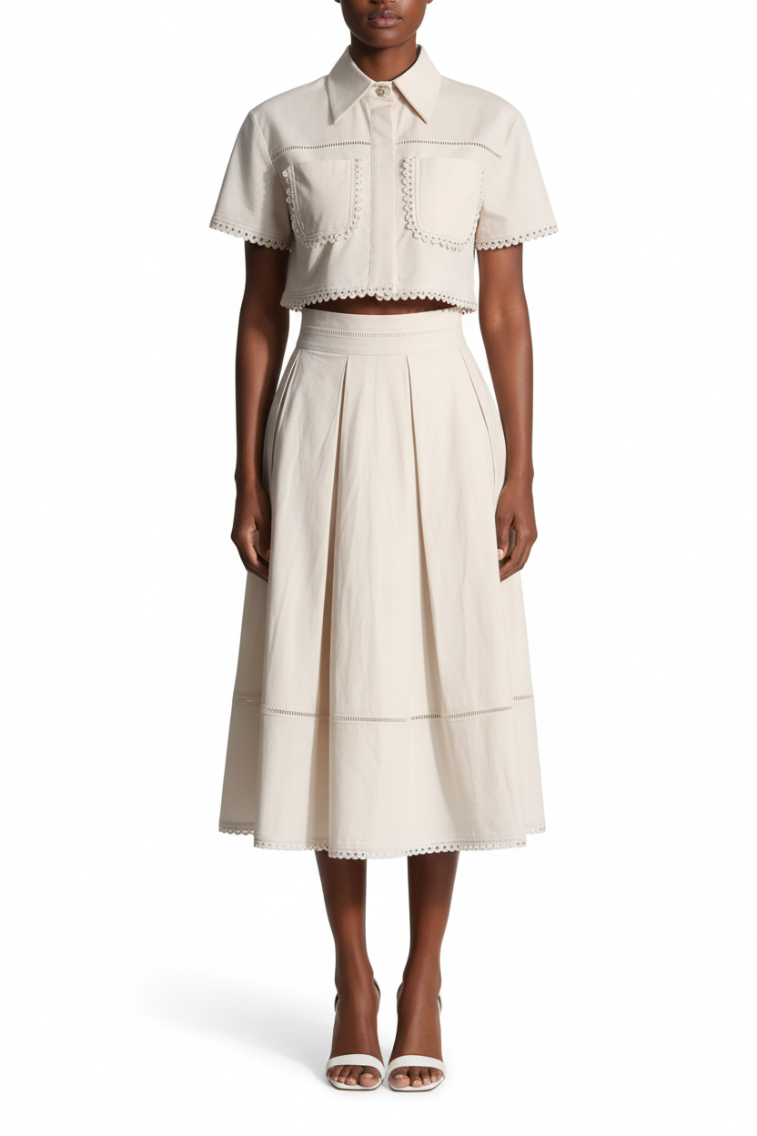 A-Lined Skirt & Lapel Top