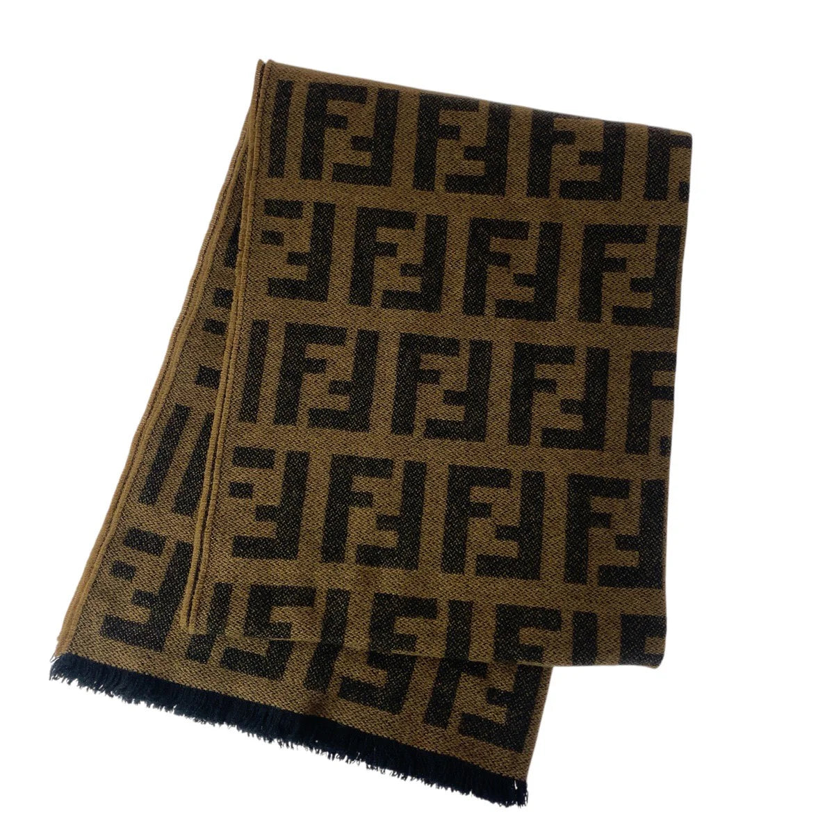 FENDI – Zucca Wool Stall / Muffler – Brown Wool – 100% Authentic ✨Previously Owned Very Good Condition ~25% Off MSRP